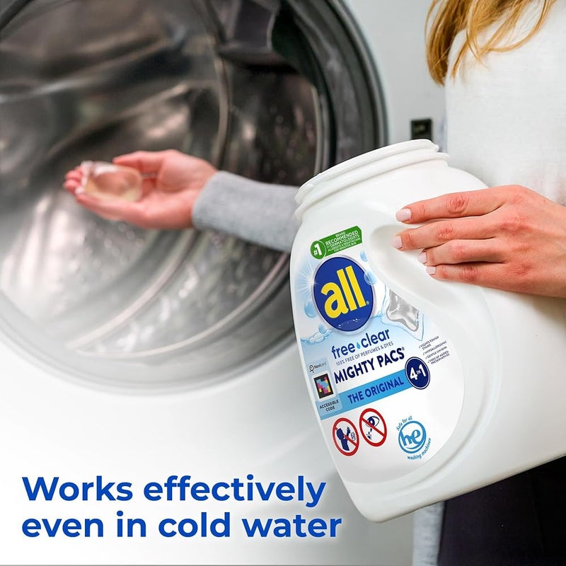 all Free Clear Mighty Pacs Laundry Detergent, for Sensitive Skin, Unscented and Dye Free, 80 Count - Image 4