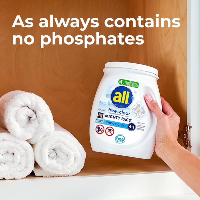 all Free Clear Mighty Pacs Laundry Detergent, for Sensitive Skin, Unscented and Dye Free, 80 Count - Image 3