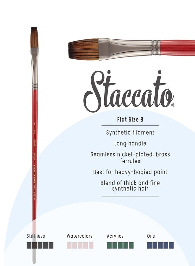 Creative Mark Staccato Artist Paintbrush - Flat Size 8 - Synthetic Long Handled Brushes for Acrylic Paints, Handmade and Full Bodied with Springy Response - Image 2