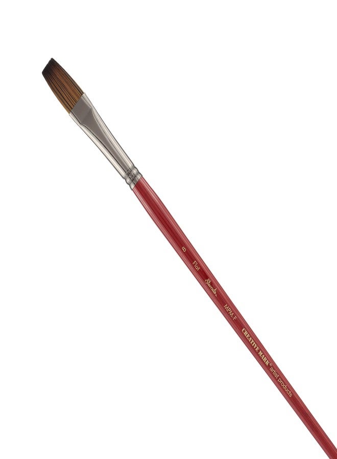 Creative Mark Staccato Artist Paintbrush - Flat Size 8 - Synthetic Long Handled Brushes for Acrylic Paints, Handmade and Full Bodied with Springy Response - Image 1