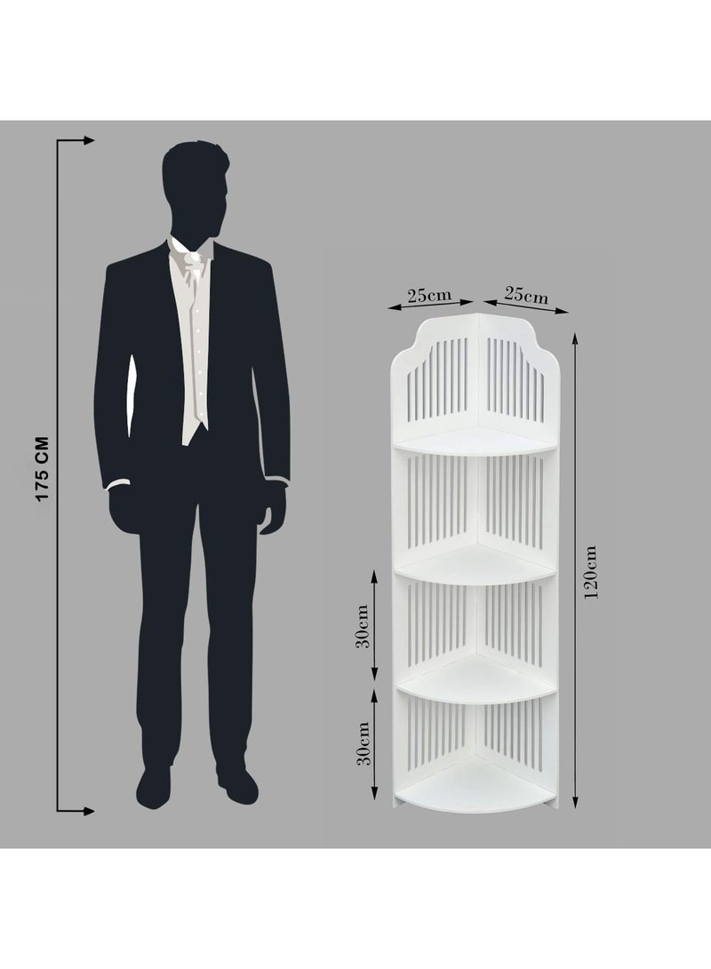 TPGP PVC Waterproof Bathroom Storage Cabinet, Bathroom Corner Stand, Bathroom Organizer, Corner Shelf Matte (White) - Image 2