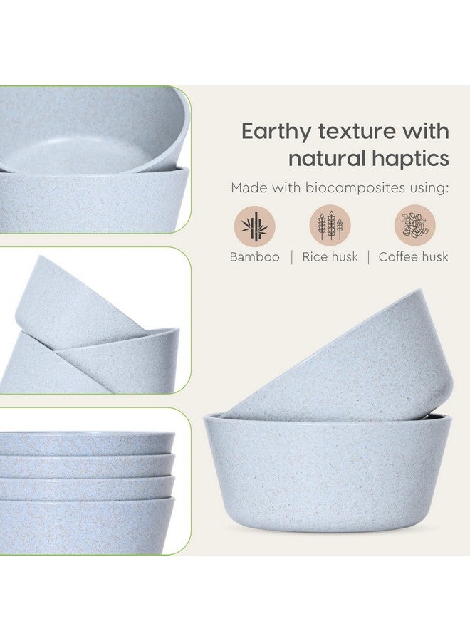 Eha Set of 2 Earth-Friendly Small Curry Bowls for Kitchen | 175 ml | Made with Bamboo Fibers & Rice Husk | Microwave Safe Bowl (Reheat Only) | for Hot & Cold Serving Bowl Set | Azure - Image 5