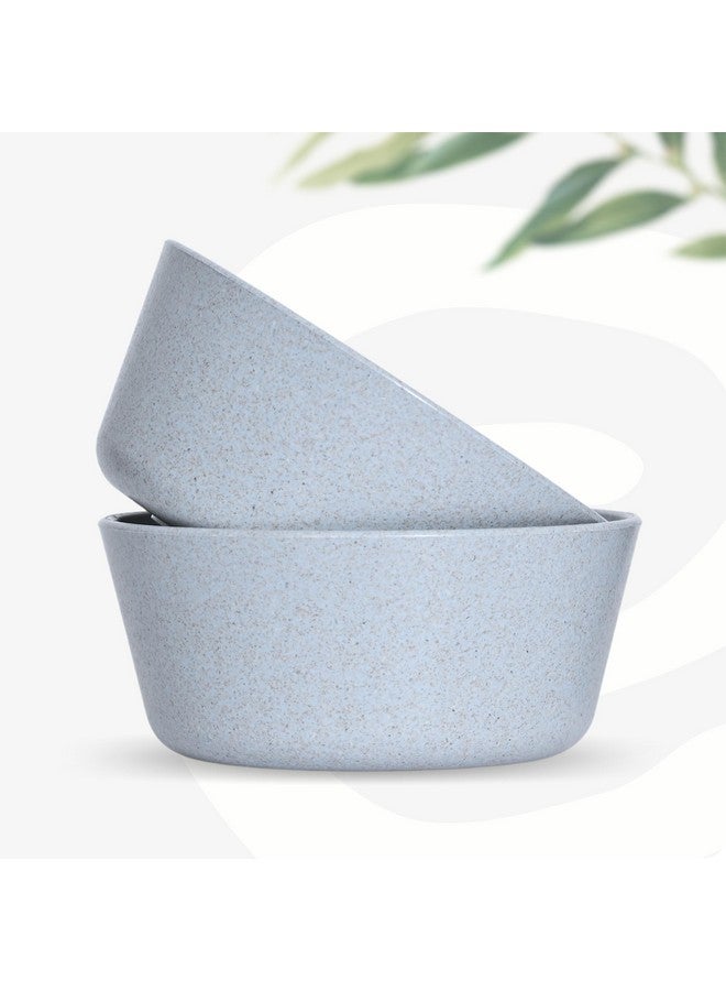 Eha Set of 2 Earth-Friendly Small Curry Bowls for Kitchen | 175 ml | Made with Bamboo Fibers & Rice Husk | Microwave Safe Bowl (Reheat Only) | for Hot & Cold Serving Bowl Set | Azure - Image 1