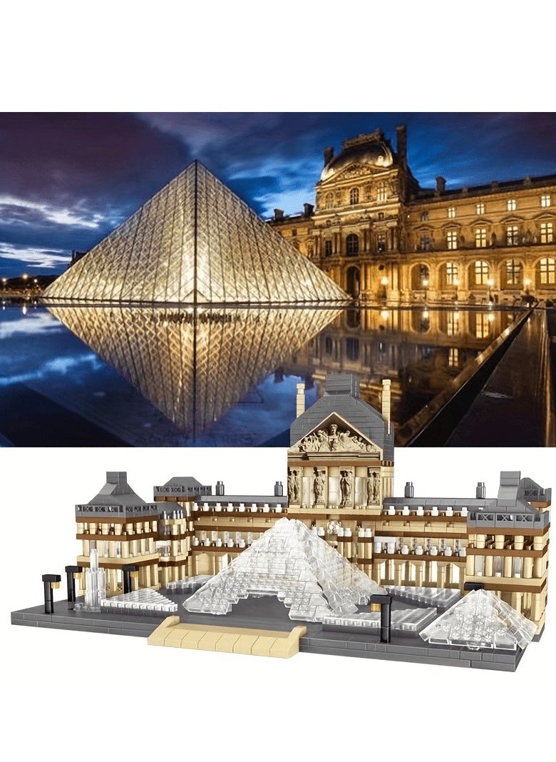 4000 pieces of world landmark landscape building block model particles assembled Louvre building block gift, Architecture Louvre Micro Building Blocks Set, for Kid and Adult