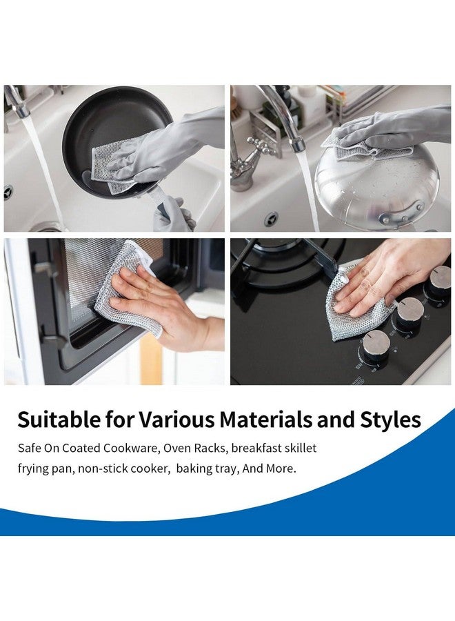 دالوتشي 3 قطع من قماش تنظيف الأطباق غير القابل للخدش | قماش غسيل الأطباق المصنوع من الأسلاك الفولاذية | خرق غسيل الأطباق للتنظيف الرطب والجاف | فرشاة من الفولاذ المقاوم للصدأ للأواني | قماش غسيل الأطباق المصنوع من الأسلاك لغسل الأطباق - (عبوة من 3 قطع) - Image 5