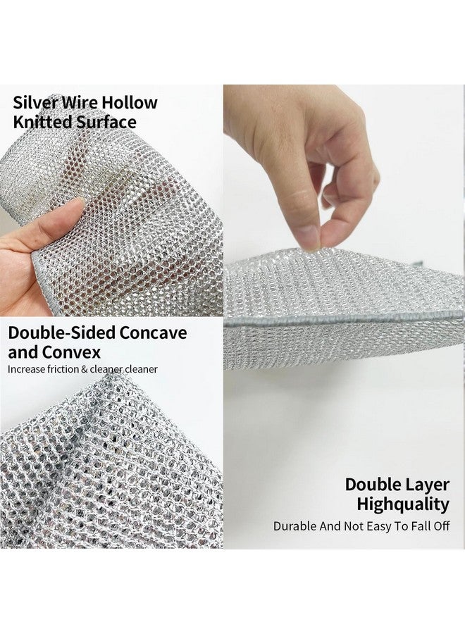دالوتشي 3 قطع من قماش تنظيف الأطباق غير القابل للخدش | قماش غسيل الأطباق المصنوع من الأسلاك الفولاذية | خرق غسيل الأطباق للتنظيف الرطب والجاف | فرشاة من الفولاذ المقاوم للصدأ للأواني | قماش غسيل الأطباق المصنوع من الأسلاك لغسل الأطباق - (عبوة من 3 قطع) - Image 3