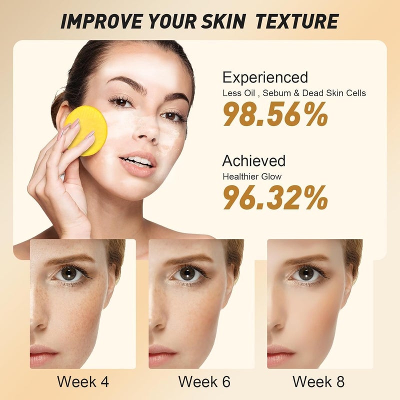 Kojic Acid and Turmeric Cleansing Pads Turmearic Cleansing with Vitamin B5 Vitamin C Infused Foaming Exfoliating Turmeric Lemon Chamomile Pads for Face TR14 - Image 2