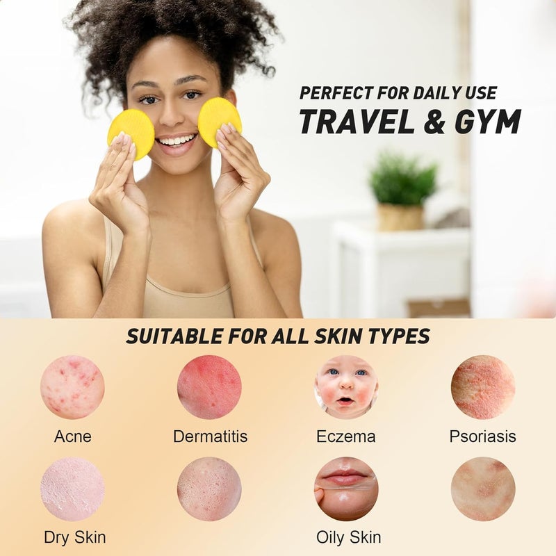 Kojic Acid and Turmeric Cleansing Pads Turmearic Cleansing with Vitamin B5 Vitamin C Infused Foaming Exfoliating Turmeric Lemon Chamomile Pads for Face TR14 - Image 5