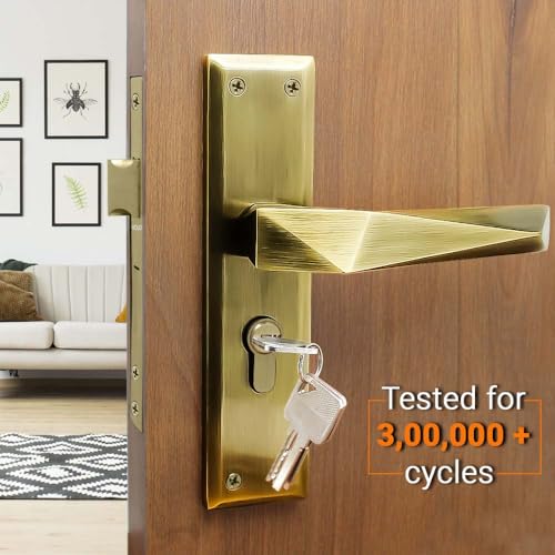 Volo Heavy Duty Mortise Main Door Lock | Bedroom Door Lock Set 8" with Brass Cylinder and 8" Lock Body for Home/Hotels/Office in Antique Brass Finish with 3 Brass Computerised Keys (Color: Antique) - Image 4