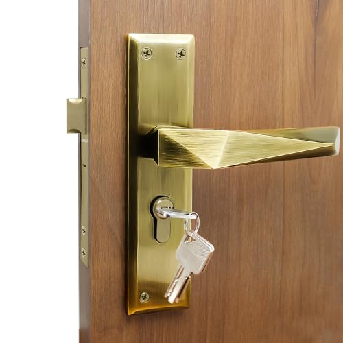 Volo Heavy Duty Mortise Main Door Lock | Bedroom Door Lock Set 8" with Brass Cylinder and 8" Lock Body for Home/Hotels/Office in Antique Brass Finish with 3 Brass Computerised Keys (Color: Antique) - Image 1