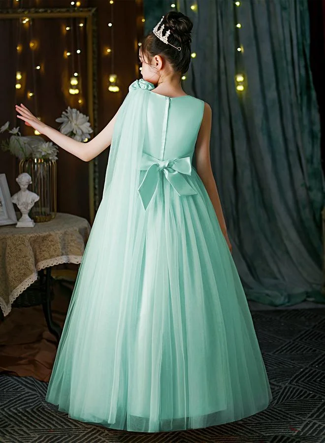 تايك تو Take Two Turquoise Embellished Bow Detail Mesh Party Dress
