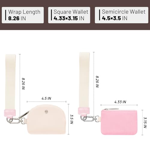 MEXS Keychain Wallet Mini Zip Around Wristlet Wallets for Women Detachable Dual Pouch Wristlet Portable Coin Purse Small Wallets - Image 3