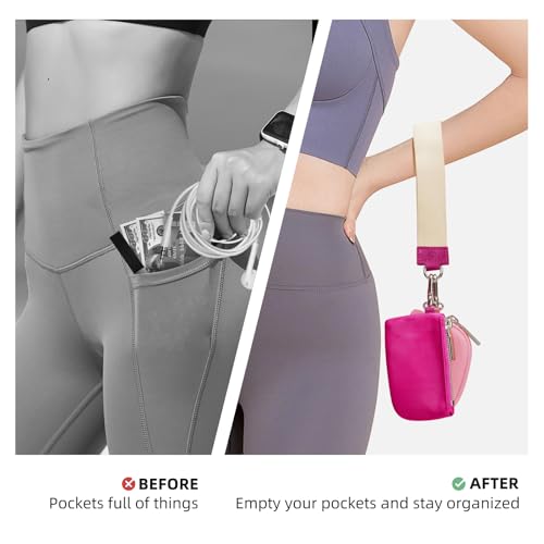 MEXS Keychain Wallet Mini Zip Around Wristlet Wallets for Women Detachable Dual Pouch Wristlet Portable Coin Purse Small Wallets - Image 4