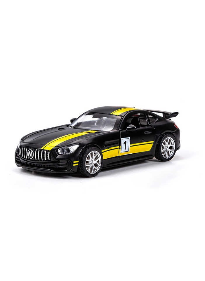 Generic - "Elegant metallic Mercedes car (Black/Yellow) with movable doors, trunk, and hood, emitting realistic sounds with headlight illumination, fast wheels that make it zoom like a rocket, and a length of 16 cm of excitement and fun!" - Image 1