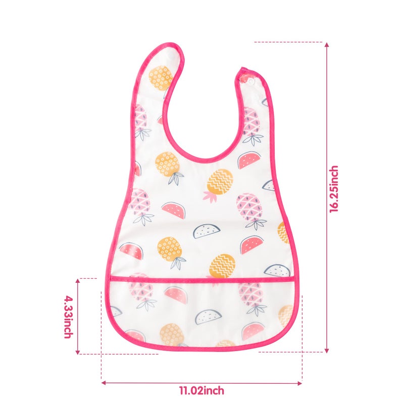 R HORSE 5Pcs Baby Toddler Bibs with Crumb Catcher Pocket & Snap Button Adjustable Waterproof Baby Feeding Bibs for Boys Girls 6-24 Months - Image 2