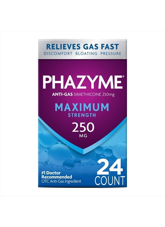Phazyme Maximum Strength Gas & Bloating Relief, Works in Minutes, 24 Fast Gels  - Image 1