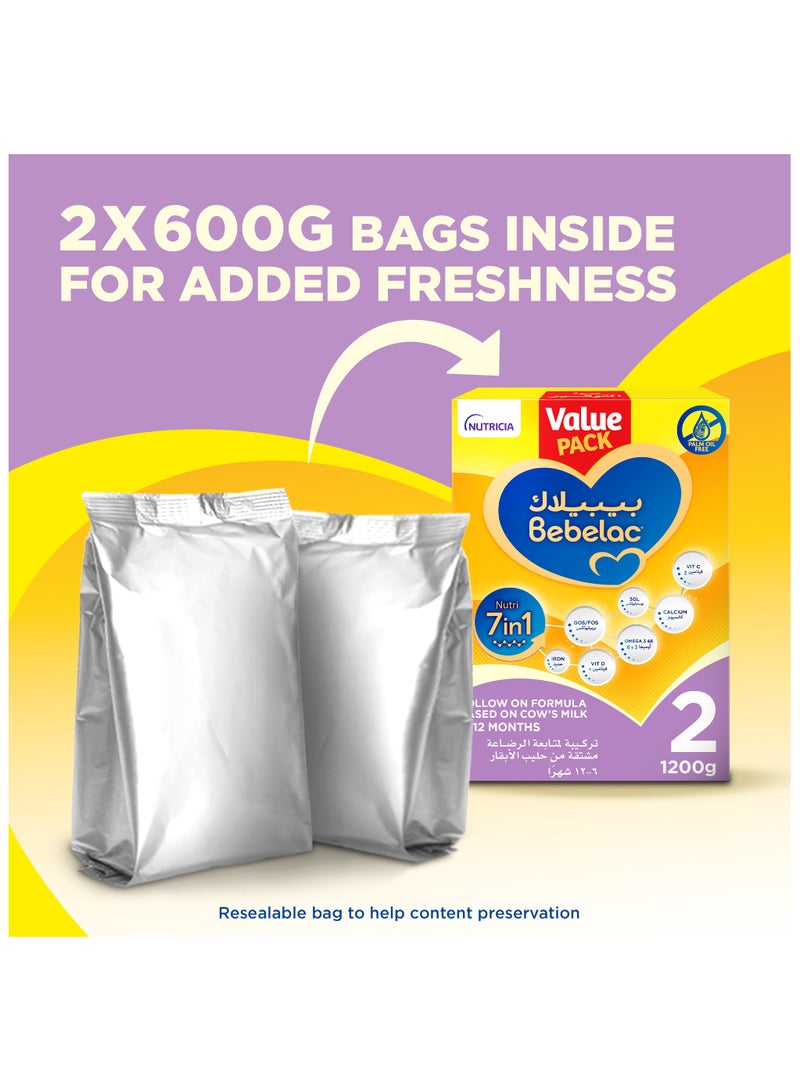 Bebelac Nutri 7 In 1 Follow On Formula From 6 To 12 months Value Pack 1200g  - Image 2