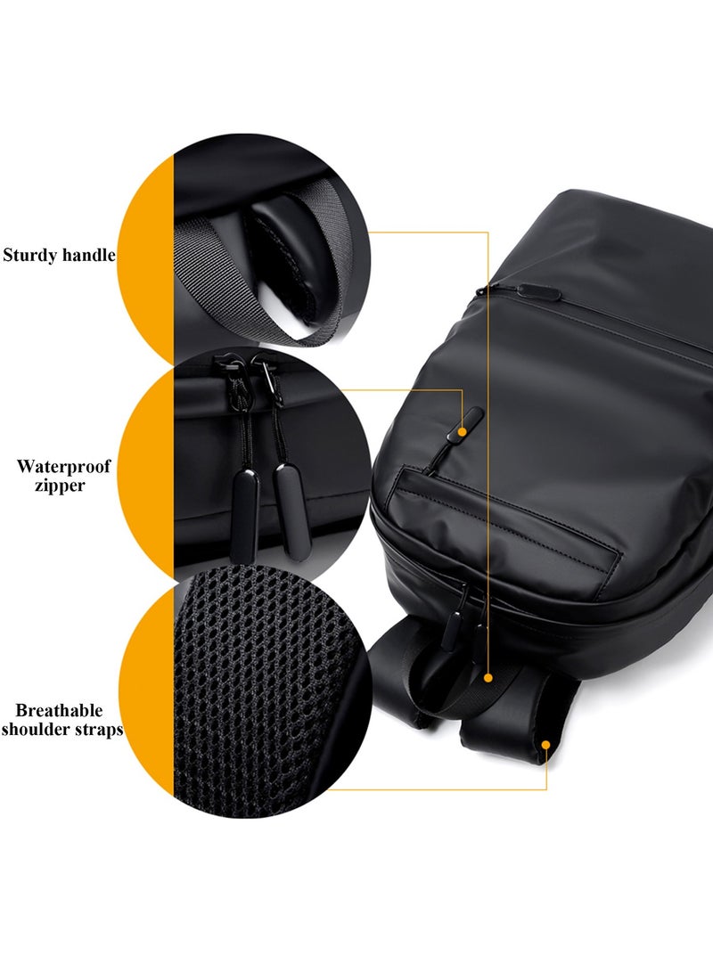 Qiccijoo Laptop Backpack for Men or Women, Water Resistant Travel Backpacks,Fashion Slim Durable College School Backpacks Fits 15.6 Inch Laptop Business Travel Anti Theft Bookbag Gift(Black) - Image 4