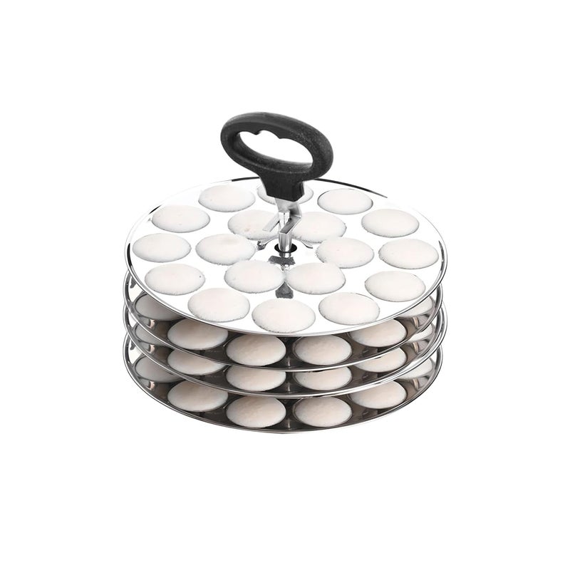 Next Future 5-Star Stainless Steel Mini Idli Plates set of 4 | Mini Idli Stand | Mini Idli Maker Stand with 72 Idli Kulis, High Polish with Rod Picker Handle (4 Plates) - Image 1