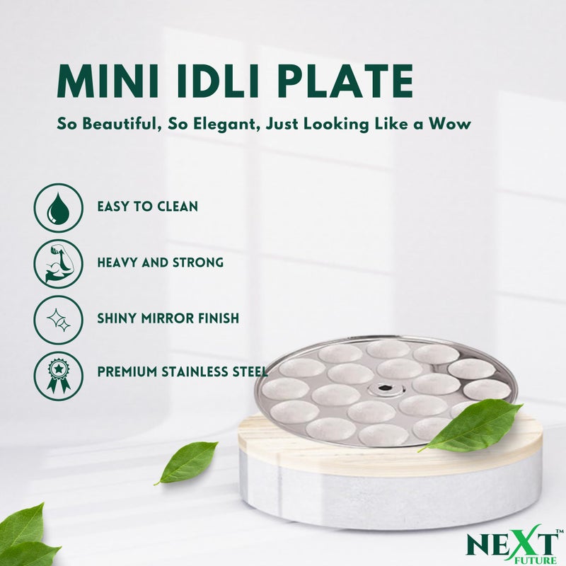 Next Future 5-Star Stainless Steel Mini Idli Plates set of 4 | Mini Idli Stand | Mini Idli Maker Stand with 72 Idli Kulis, High Polish with Rod Picker Handle (4 Plates) - Image 3