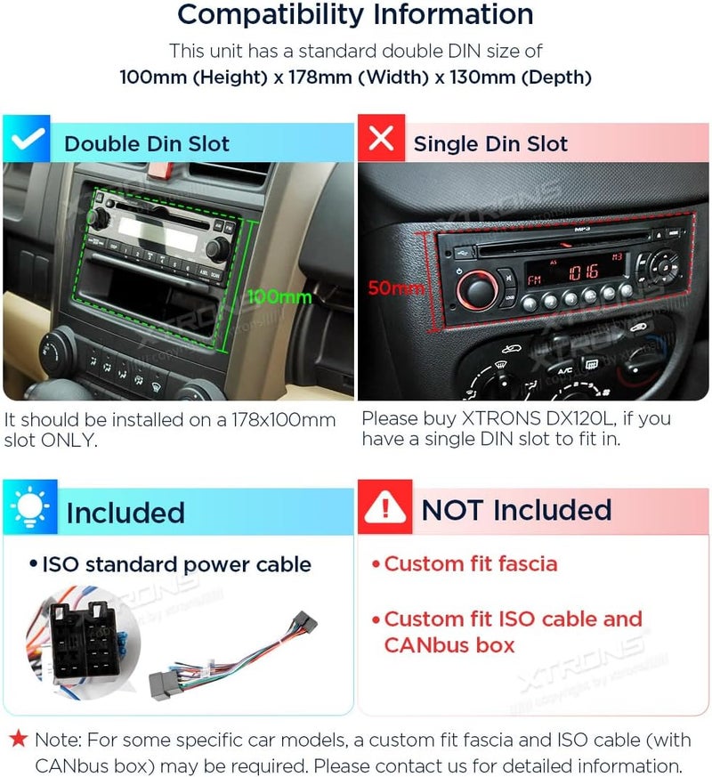XTRONS 10.1 Inch Double Din Rotatable Android 13 Car Stereo Radio with QLED Touch Screen, GPS Navigation, and 4G LTE - Image 2