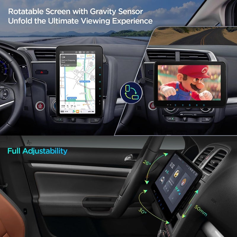 XTRONS 10.1 Inch Double Din Rotatable Android 13 Car Stereo Radio with QLED Touch Screen, GPS Navigation, and 4G LTE - Image 3