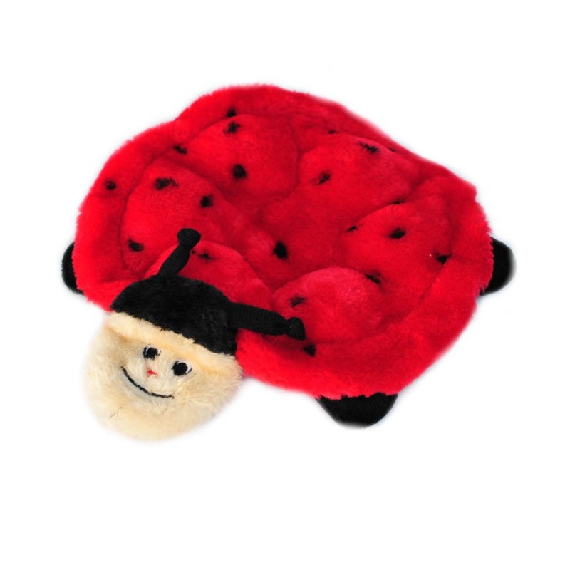 ZippyPaws Squeakie Crawler- No Stuffing Dog Toy to Keep Them Busy, for Small, Medium, & Large Dogs, Squeaky Pet Toy for Boredom, Unstuffed Chew Toy, Soft Plush Puppy Products, Betsey The Ladybug- 10" - Image 1