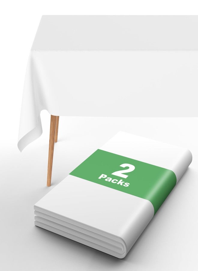 URMONA Plastic Tablecloth Disposable, 2 Pcs - 54" x 108" Table Cloth Rectangle Table, Waterproof, Suitable for Parties, Picnics, Weddings, and Camping(White) - Image 1
