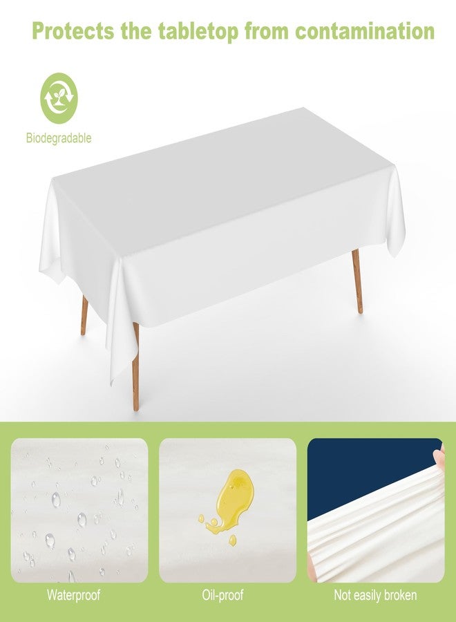 URMONA Plastic Tablecloth Disposable, 2 Pcs - 54" x 108" Table Cloth Rectangle Table, Waterproof, Suitable for Parties, Picnics, Weddings, and Camping(White) - Image 2
