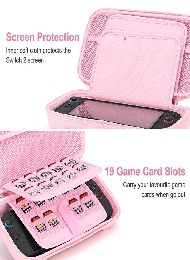 Younik Switch 2 Case Compatible with NS Switch 2 (2025), Switch 2 Case with 19 Playing Card Slots, 4-in-1 Switch 2 Accessories Including Shoulder Strap, Wrist Strap & Stickers (Pink) - Image 3