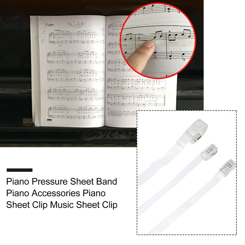 3 Pcs Convenient And Practical Piano Sheet Music Score Fixed Belts (White) - Image 2