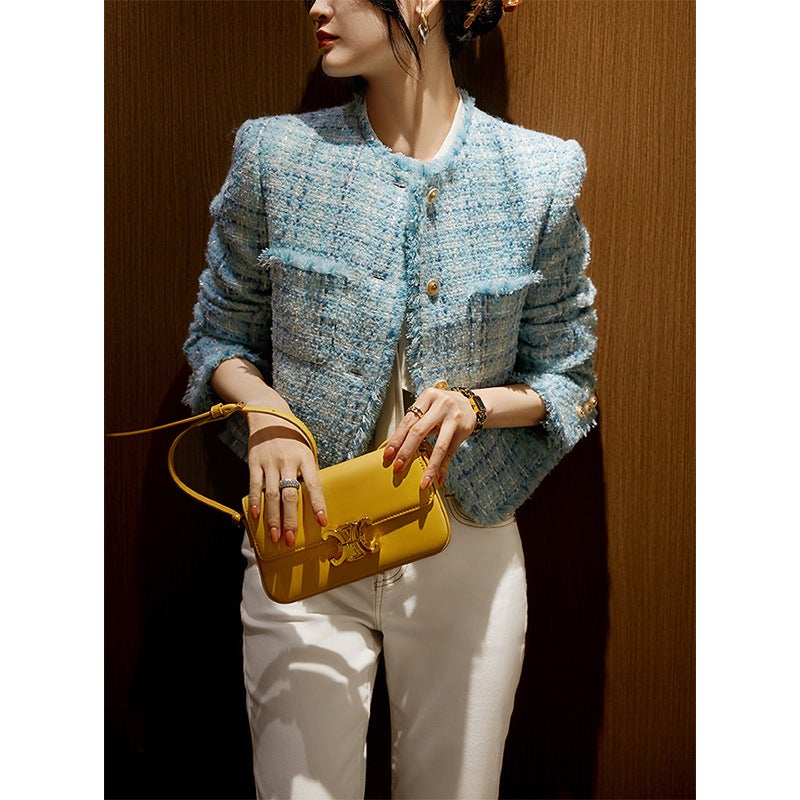 22Aw Early Autumn Multi-Yarn Woven Tweed Small Fragrance Wool Coat - Image 2