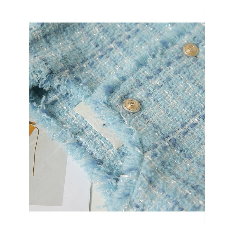 22Aw Early Autumn Multi-Yarn Woven Tweed Small Fragrance Wool Coat - Image 5