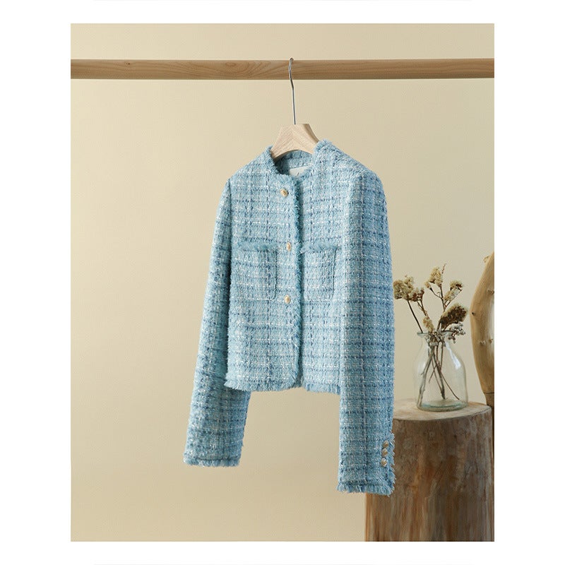 22Aw Early Autumn Multi-Yarn Woven Tweed Small Fragrance Wool Coat - Image 3