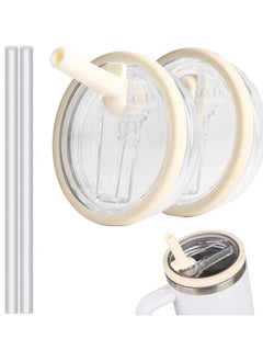 Tumbler Flip Straw Lid 2 Pcs Replacement fit for Stanley Lid 40oz, Spill Proof Splash Resistant Tumbler Lids, Reusable Tumbler Cover for Stanley Cup