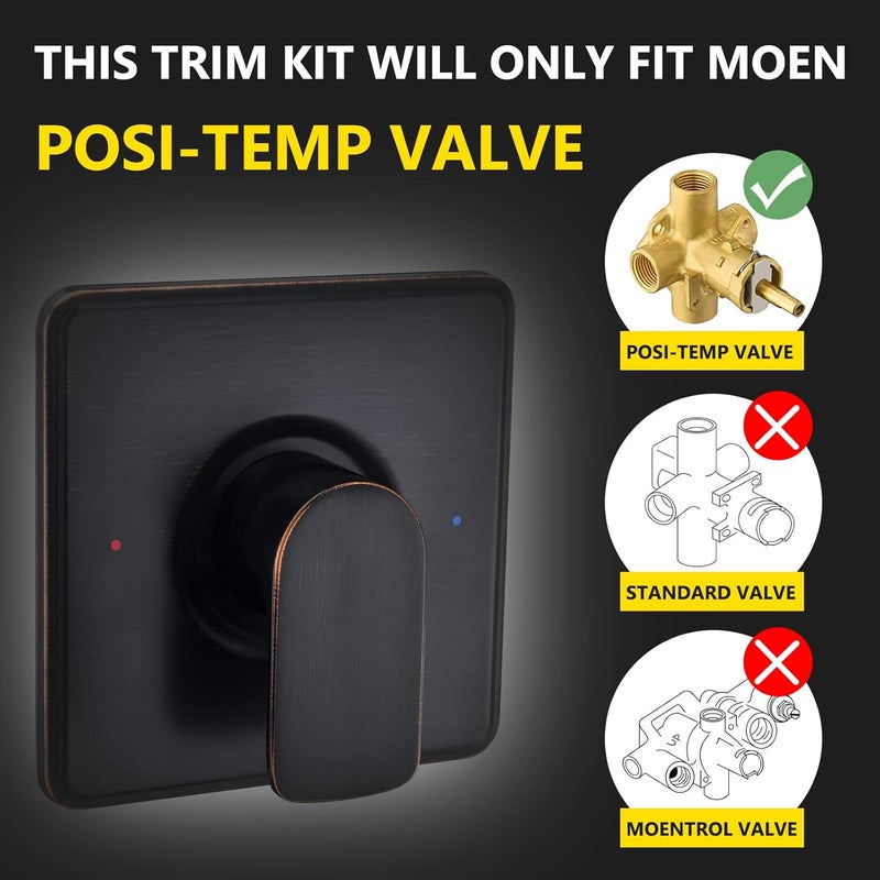 Tearel Shower Trim Kit, Compatible with Moen Posi-Temp Valve, Oil-Rubbed Bronze - Image 2