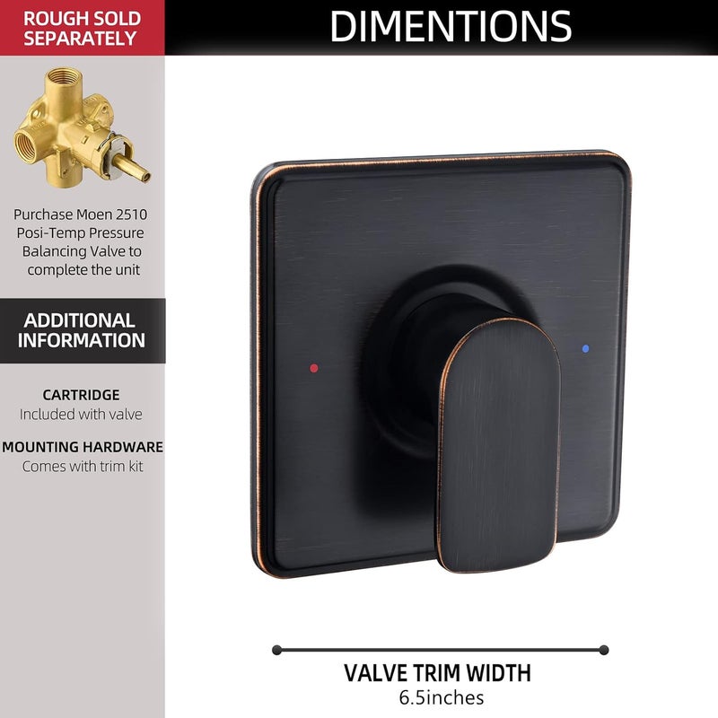 Tearel Shower Trim Kit, Compatible with Moen Posi-Temp Valve, Oil-Rubbed Bronze - Image 3