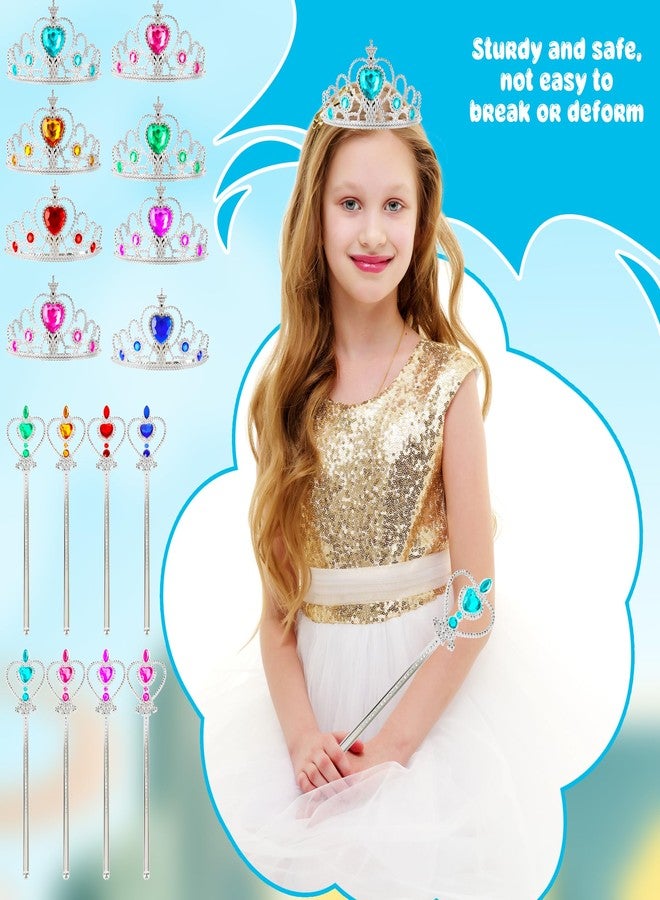 Hoarost 24 Pcs Princess Dress Up Accessories Set Include 12 Pcs Princess Crown Tiara and 12 Pcs Heart Jewel Wands for Cosplay Party Christmas Birthday Gifts - Image 4