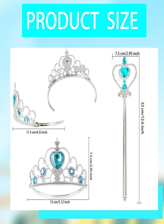 Hoarost 24 Pcs Princess Dress Up Accessories Set Include 12 Pcs Princess Crown Tiara and 12 Pcs Heart Jewel Wands for Cosplay Party Christmas Birthday Gifts - Image 2