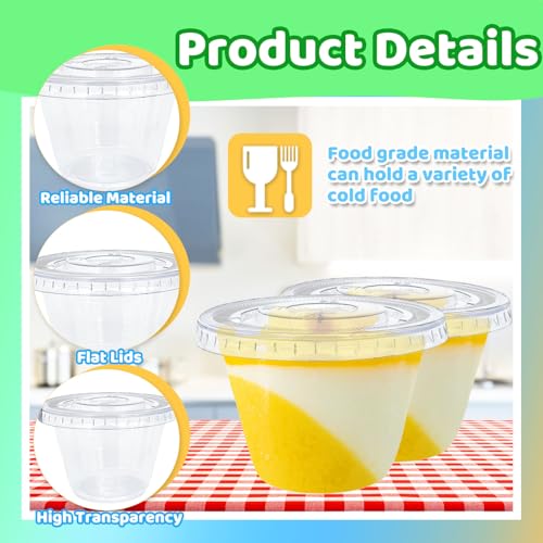 Tiaiidi 100 Pack 6 oz Clear Plastic Cups,Disposable Parfait Cups with Flat Lids(No Hole),Party Dessert Cups for Cold Drinks,Fruit,Cupcake,Ice Cream,Snack - Image 3