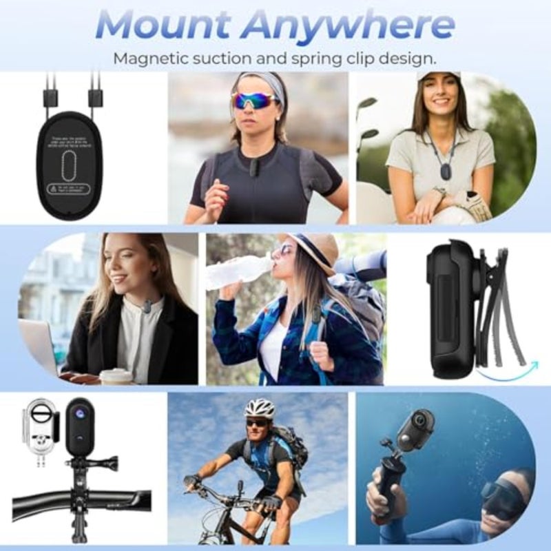 4k Action Camera, Mini Vlogging Camera, Small Body Camera with IPX7 Waterproof, Underwater Camcorder, Hands-Free POV Recording, Helmet Cam for Cycling, Motorcycle 32G Card - Image 4