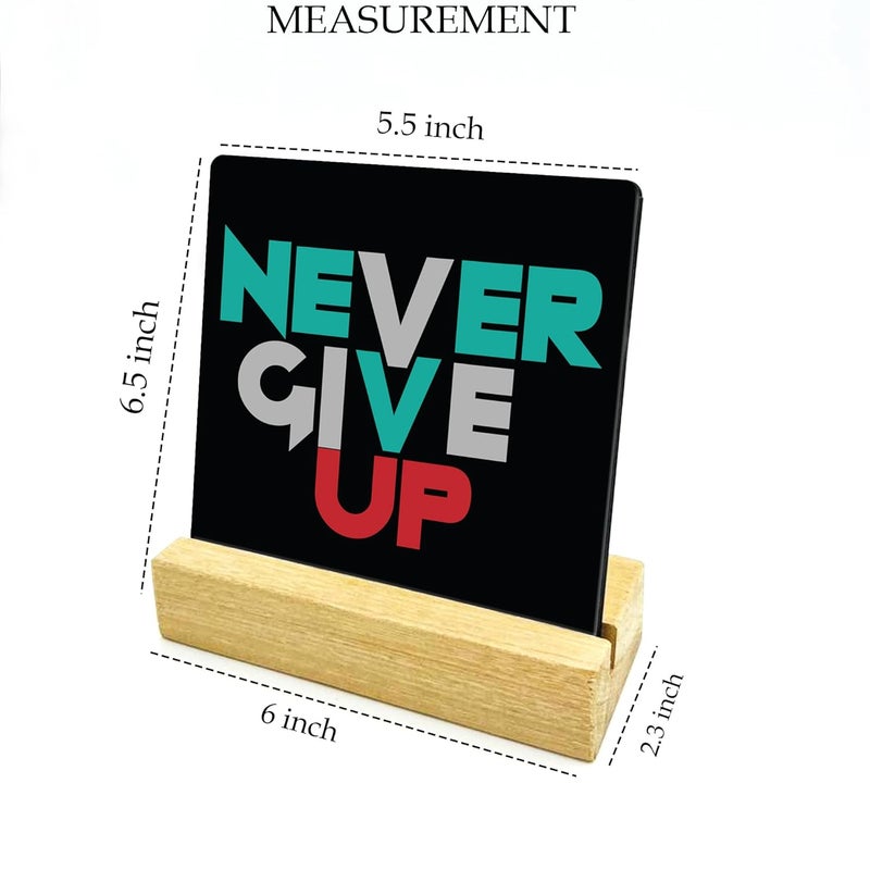 RAG28 RAG28 Wooden Never Give Up Study Office Table Decor Showpiece for Home Decor Items Size 65X6 Inches EK25 - Image 2