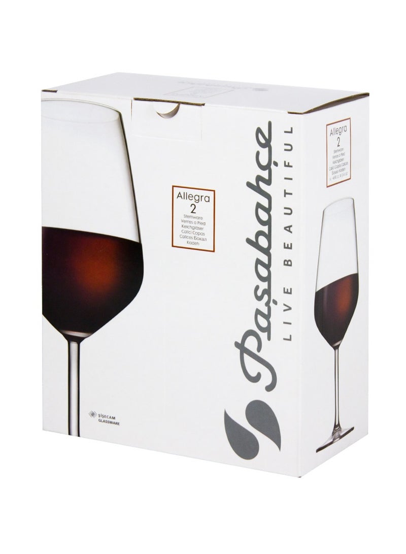 Pasabahce 2 Pieces Allegra Red Wine Glass Set 490 Ml, 217.5 Mm Height, 63.5 Mm Diamater Clear - Image 5