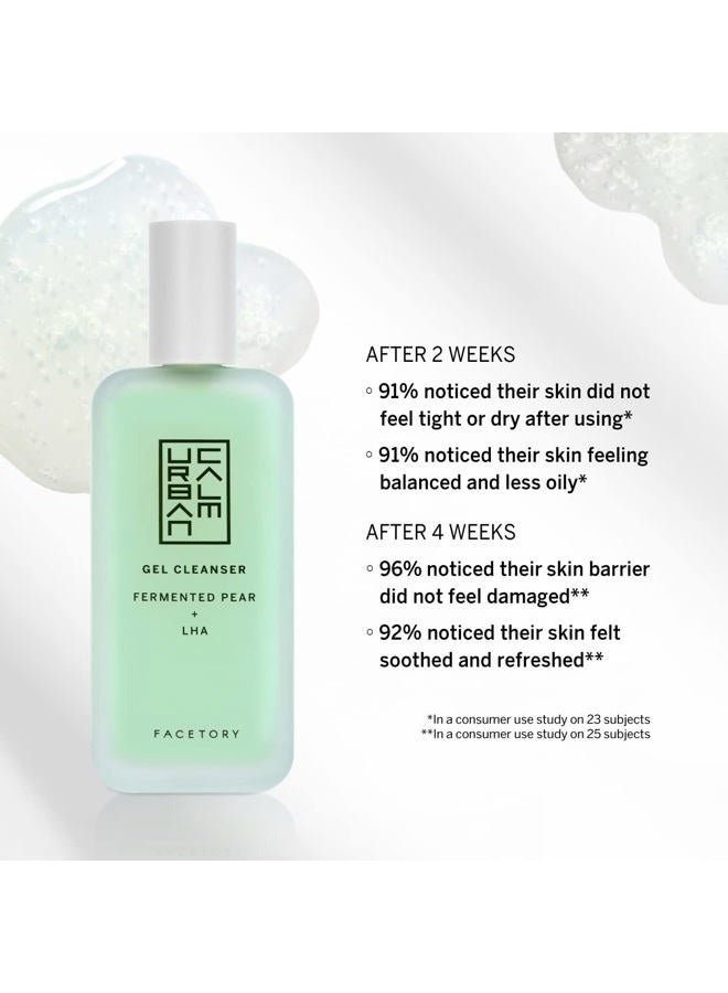 FACETORY Urban Calm Purifying Gel Facial Cleanser - Hydrating Face Wash with Fermented Pear & Capryloyl Salicylic Acid LHA - Gentle Exfoliating Foam Cleansing Gel for All Skin Types - Image 2