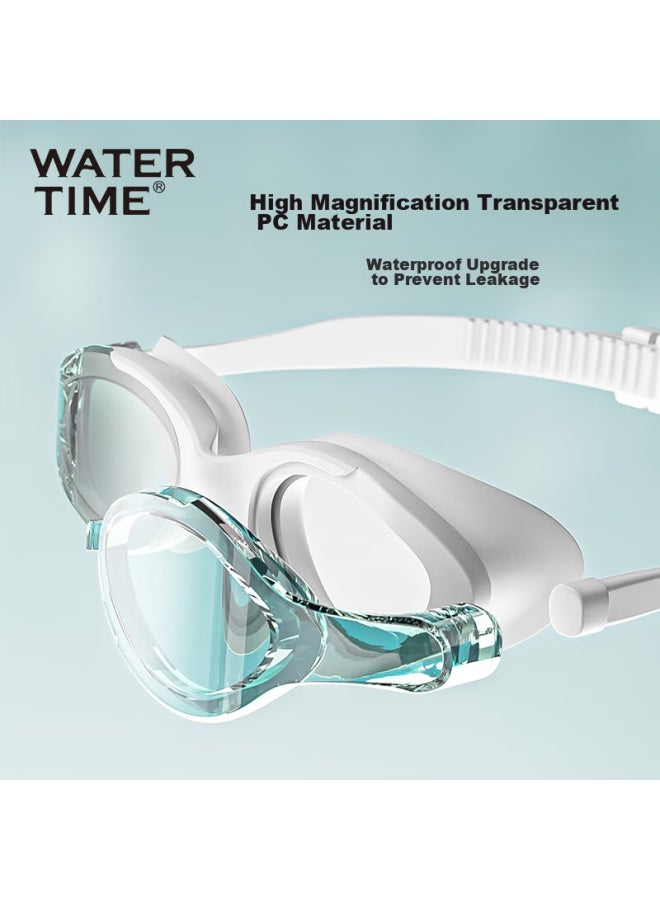 Watertime/shuichury نظارات السباحة، نظارات سباحة طبية مضادة للضباب ومقاومة للماء بإطار كبير للرجال والنساء، أبيض 350 - Image 1
