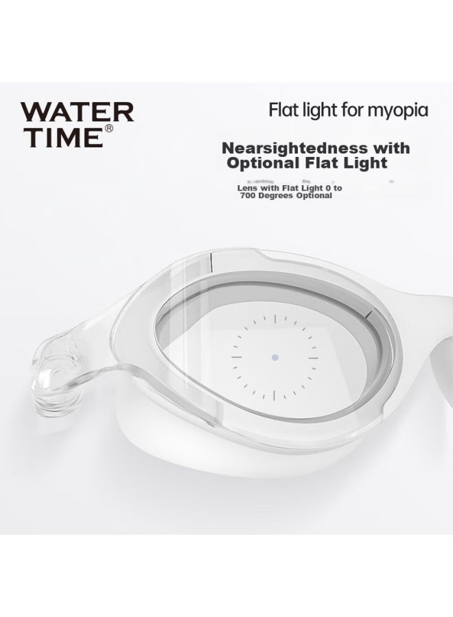 Watertime/shuichury نظارات السباحة، نظارات سباحة طبية مضادة للضباب ومقاومة للماء بإطار كبير للرجال والنساء، أبيض 350 - Image 4