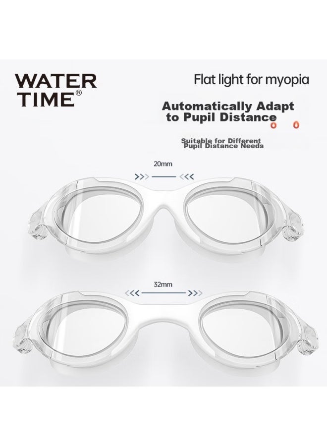 Watertime/shuichury نظارات السباحة، نظارات سباحة طبية مضادة للضباب ومقاومة للماء بإطار كبير للرجال والنساء، أبيض 350 - Image 5