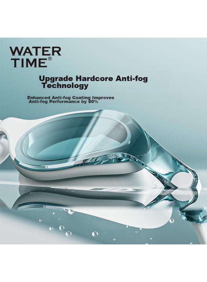 Watertime/shuichury نظارات السباحة، نظارات سباحة طبية مضادة للضباب ومقاومة للماء بإطار كبير للرجال والنساء، أبيض 350 - Image 2