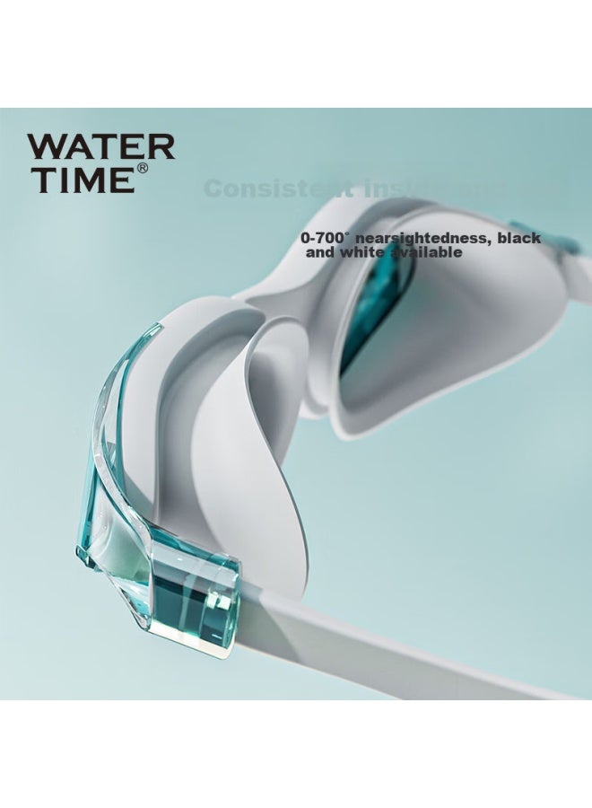 Watertime/shuichury نظارات السباحة، نظارات سباحة طبية مضادة للضباب ومقاومة للماء بإطار كبير للرجال والنساء، أبيض 350 - Image 3