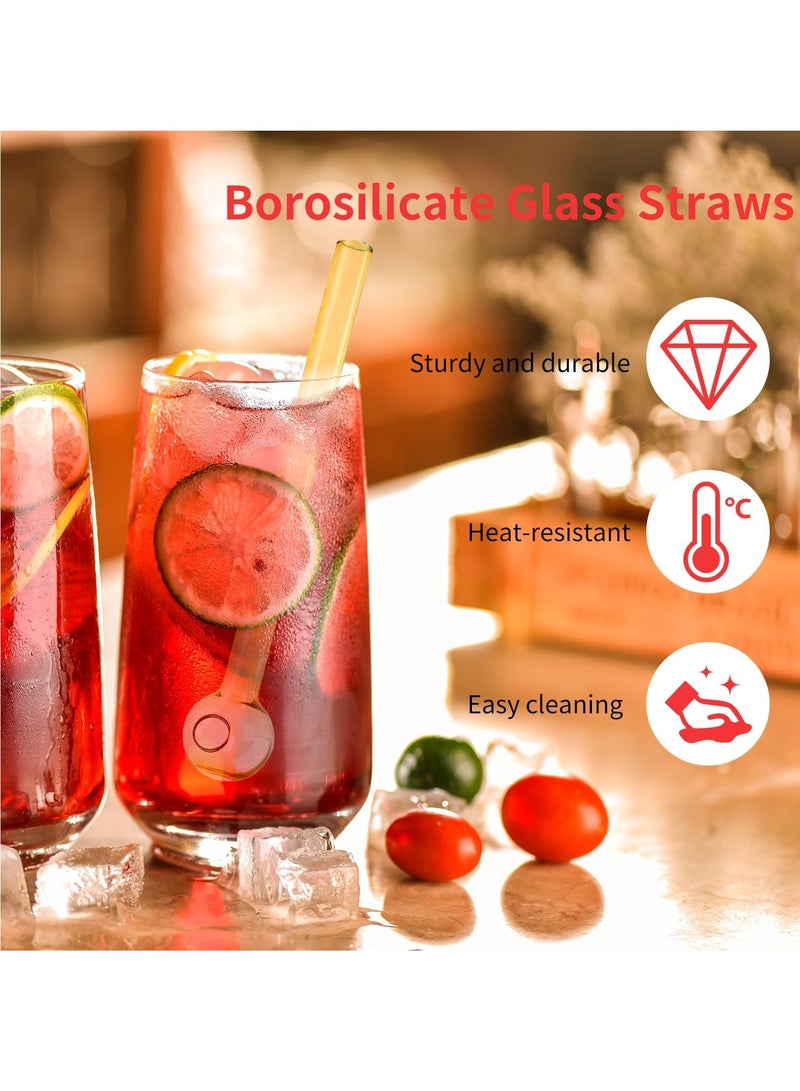 D&L 8 Pcs Glass Straws Shatter Resistant 4 Inch Short Reusable Glass Straw With Cleaning Brush Dishwasher Safe Drinking Straws Perfect For Smoothies Coffee Juice Shatterproof Design Colorful - Image 3